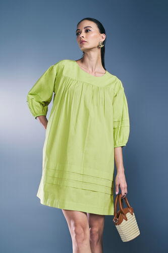 Green Drop Cotton Dress, Green, image 1